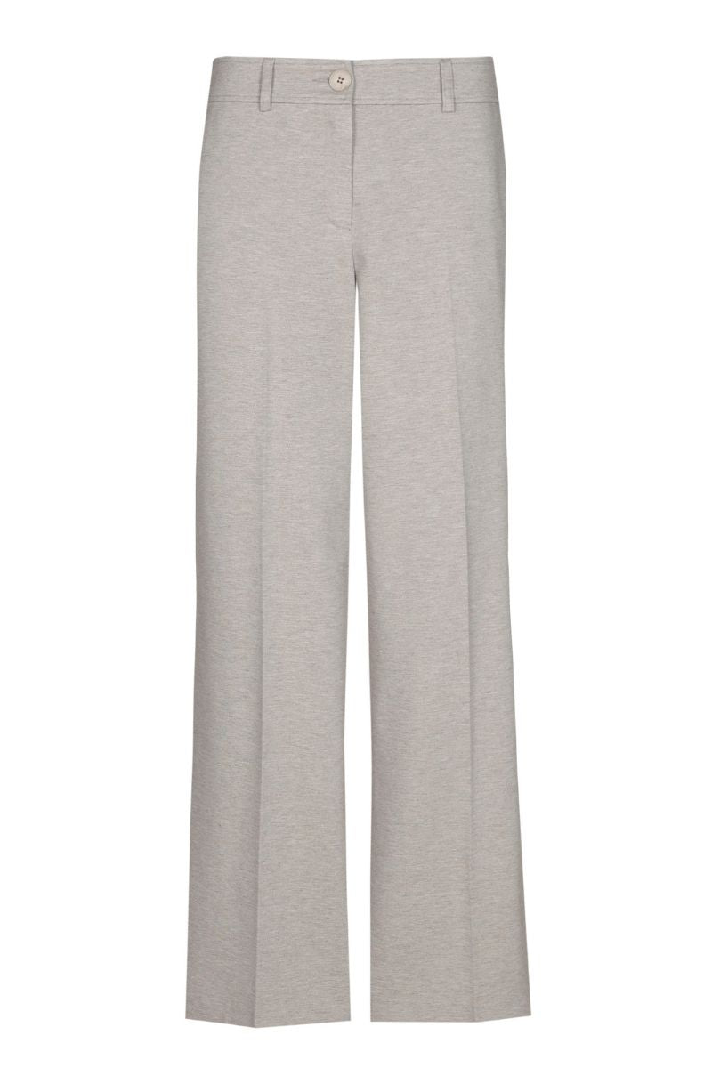 Pantalon large taupe en jersey doux avec fermeture à boutons