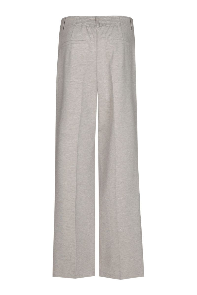 Pantalon large taupe en jersey doux avec fermeture à boutons