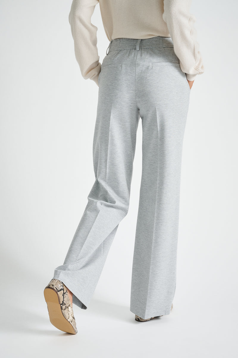 Pantalon large en gris en jersey doux avec fermeture à boutons