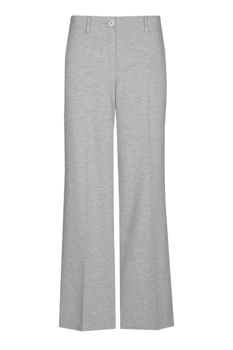 Pantalon large en gris en jersey doux avec fermeture à boutons