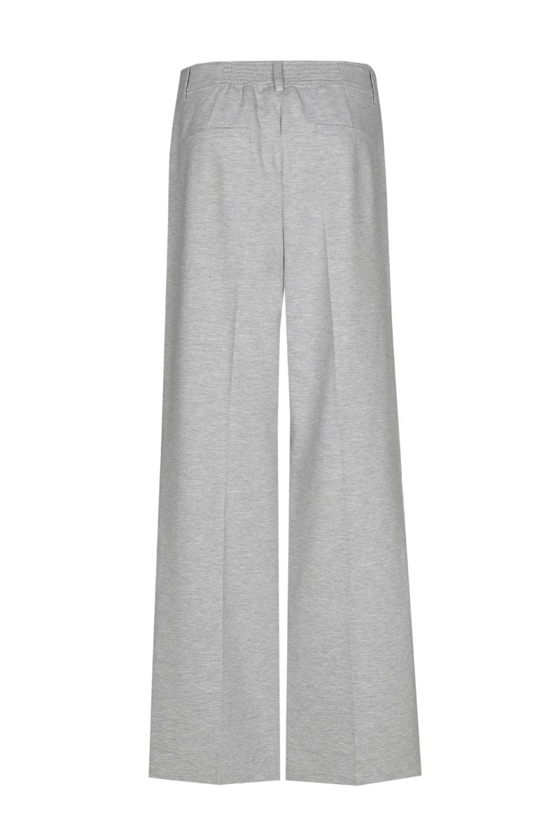 Pantalon large en gris en jersey doux avec fermeture à boutons