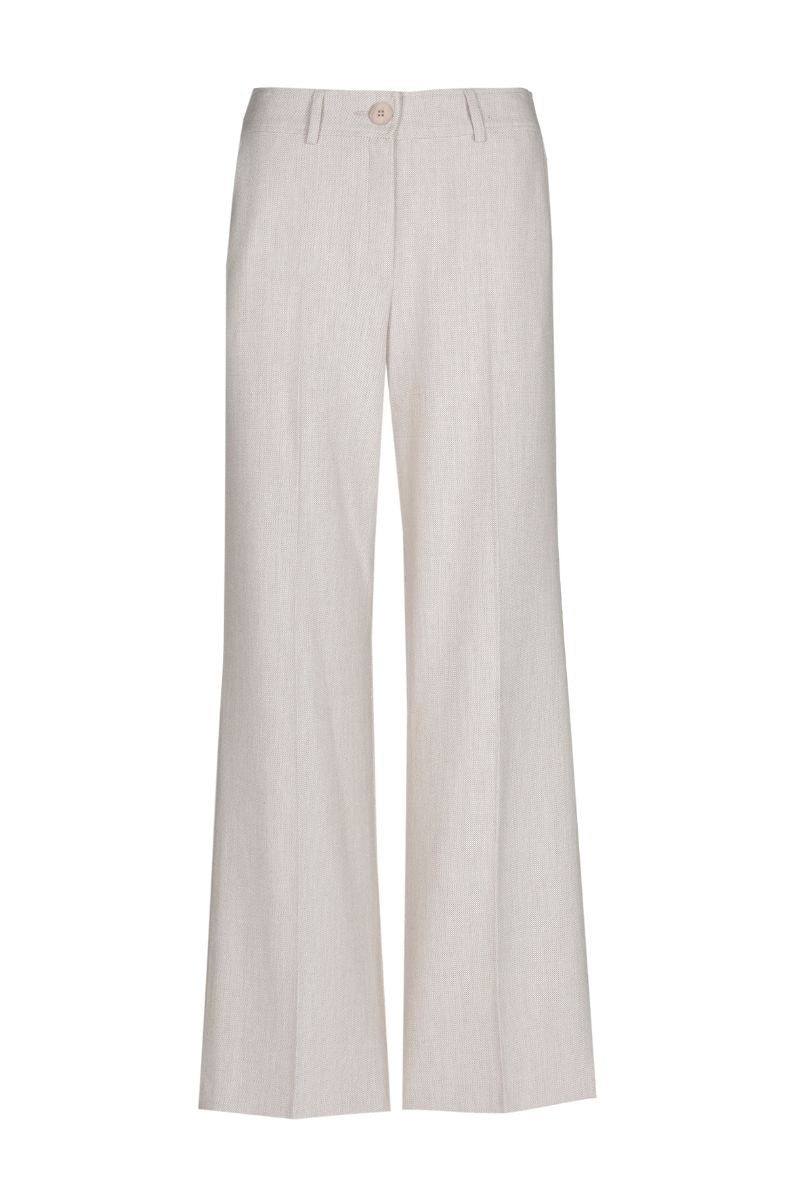 Pantalon large en beige en  laine doux avec fermeture à boutons