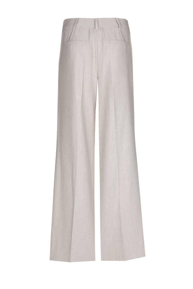 Pantalon large en beige en  laine doux avec fermeture à boutons